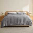 Bedsure Grey King Size Comforter Set, Soft Cationic Dyed Bed Set 3 Pcs