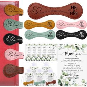 Spakon 25 Sets Wedding Favors for Guests Magnet Leather Bookmark Bulk PU Magnetic Bookmark Wedding Thank You Cards Organza Bags for Bridal Shower Party Favors Souvenir Gifts
