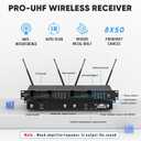 Wireless Microphone System, Pro 8 Channel UHF Mics Set with Metal Cordless Handheld Mics & Receiver, 200 Adjustable Frequency, 300ft Range for Singing, Church, Karaoke, Party