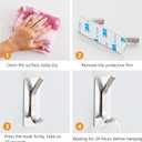 Adhesive Towel Hooks 4 Pack Stainless Steel Robe Coat Hooks for Hanging Versatile Wall Hooks for Bathroom, Kitchen, Office, School Silver Shower Sticky Hook Hanger