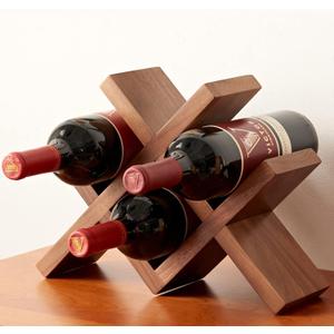 Wine Rack Countertop Oak Wooden Wine Bottle Holder Rustic Free Standing Wine Storage Racks for Tabletop, Hutches and Display Cabinets - No Assembly Required (Walnut)