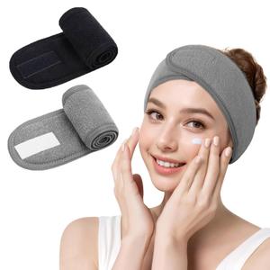 Spa Facial Headband for Women Soft Terry Cloth with Adjustable Hook and Loop, Comfortable & Secure Fit for Skincare, Makeup, Face Washing (Black/Gray) Spa Facial Headband for Women Soft Terry Cloth with Adjustable Hook and Loop, Comfortable & Secure Fit for Skincare, Makeup, Face Washing (Black/Gray)