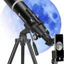 Telescopes for Adults Astronomy, 80mm Aperture 600mm Refractor Telescope for Kids & Beginners, Compact and Portable Travel Telescopio with Backpack