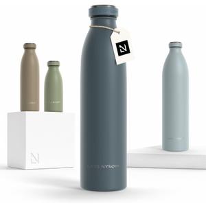 LARS NYSM Stainless Steel Insulated Water Bottle 12oz 17oz 25oz 34oz 51oz | Insulated Thermo Flask for Hot and Cold Beverages | Leakproof Drinking Bottle (Stone Blue, 25.4oz) (25.4 Ounces)