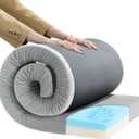 MABOZOO Memory Foam Camping Mattress Pad Waterproof Portable Sleeping Mats Roll Up Mattress Guest Bed 3 Inch Thick Washable Velvet Cover Floor Camping Cot for Car Truck Outdoor Tent (Light Grey)