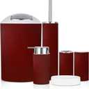 Bathroom Accessory Set 6 Piece Burgundy Acrylic Watercolor Marble Shiny Toothbrush Holder, Toothbrush Cup, Soap Dispenser, Soap Dish, Toilet Brush Holder, Trash can, xoniKYxlaPeIs-6j