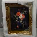 12x16 Picture Frame with Oil Painting, Antique Gold European Style for Wall Decor, Baroque-Style Home Decor Large Picture Frame with Real Glass, Ready to Hang