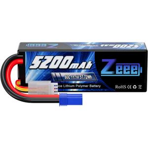 Zeee 3S 5200mAh Lipo Battery 11.1V 80C with EC5 Connector Hard Case Battery for RC Car RC Truck Boat Helicopter Airplane Racing Hobby Models