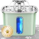 Veken Innovation Award Winner Stainless Steel Cat Water Fountain, 108oz/3.2L Automatic Pet Fountain Dog Water Dispenser with Replacement Filters & Silicone Mat for Cats, Dogs (Tea Green)