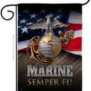 Marine Semper Fi Garden Flag - Armed Forces USMC United State American Military Veteran Retire Official - House Decoration Banner Small Yard Gift Double-Sided Made In USA 13 X 18.5