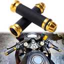 Universal 7/8" 22mm Motorcycle Handlebar Grips - Gel Rubber Compatible with Chopper, Cruiser, Street, Dirt Bike (Gold)