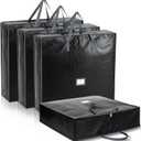 SATINIOR 2 Pack Christmas Wreath Storage Container Card Slot Durable Handles and Double Zipper Storage Container Large Square Gift Bag Organizer for Holiday Xmas Garland Decoration (Pe,24 Inches)