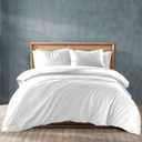 TEXAS LINEN CO. Oversized King Duvet Cover, 1000 Thread Count Sateen 1 Piece Egyptian Cotton Quality Duvet Cover, 100% Pure Cotton Comforter Cover, Zipper Closure, 7 Corner Ties - White (Oversized King - 1 PC)