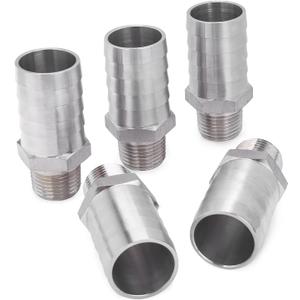 LTWFITTING Bar Production Stainless Steel 316 Barb Fitting Coupler/Connector 1" Hose ID x 1/2" Male NPT Air Fuel Water (Pack of 5) LTWFITTING Bar Production Stainless Steel 316 Barb Fitting Coupler/Connector 1" Hose ID x 1/2" Male NPT Air Fuel Water (Pack of 5)