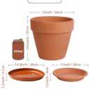 INGOFIN 12 Inch Terracotta Pot Set of 2 with Saucer - Ceramic Clay Pot for Plants with Drainage Hole, Large Terra Cotta Flower Planter with Tray for Indoor Outdoor Plants, 12/12 inch -2 pcs