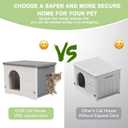 Deblue Plastic Cat House for Indoor & Outdoor, Waterproof Feral Cat House with Escape Door, Sturdy Pet Shelter for Cats, Puppy, Rabbit, Easy to Assemble and Clean-Grey