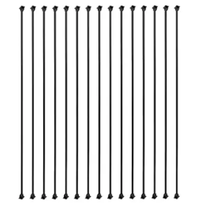 15 Pack Iron Balusters Square Hollow Stair Spindles 1/2" Metal Balusters with Iron Baluster Swivel Shoes for Staircase
