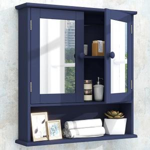 TaoHFE Blue Medicine Cabinet,Medicine Cabinets for Bathroom with Mirror
2 Doors 3 Shelf,Bathroom Cabinet Wall Mounted Wooden Bathroom Storage Cabinet Over Toilet Bathroom Cabinet Laundry Kitchen
