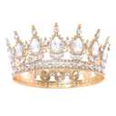 Gold Queen Crown for Women Crystal Tiara for Girl Rhinestone Wedding Headband for Bride Hair Accessories for Costume Birthday Party Prom Gifts