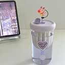 Cute Christmas Straw Covers 6 Pcs - Santa Claus, Elk, Snowman Designs - Reusable Silicone Straw Lids Protectors - Holiday Party Cup Decorations