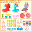 Crelloci 3 in 1 Color Dough Kitchen Creations Set, Ice Cream Spaghetti Burger Maker Machine, Art Crafts Food Modeling Toys, Accessories Tools Kit for Boys Girls Kids Toddlers Ages 3+ (12 Colors Dough)