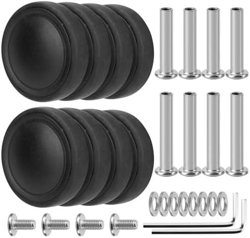 Ech.Apr Luggage Wheels Replacement OD 60mm, 8pcs Rubber Double-Row Mute Suitcase Caster Parts, Wear Resistant Repair for Travel, EA37