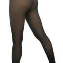 Fleece Lined Tights Footless Women Sheer Warm Pantyhose Leggings Toeless Fake Translucent Thermal Thick Winter No Feet Tights (Large, Black)