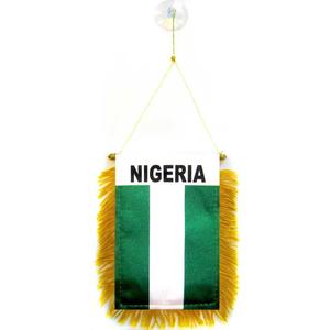 AZ FLAG Nigeria Mini Banner 6'' x 4'' - Nigerian Pennant 15 x 10 cm - Mini Banners 4x6 inch Suction Cup Hanger