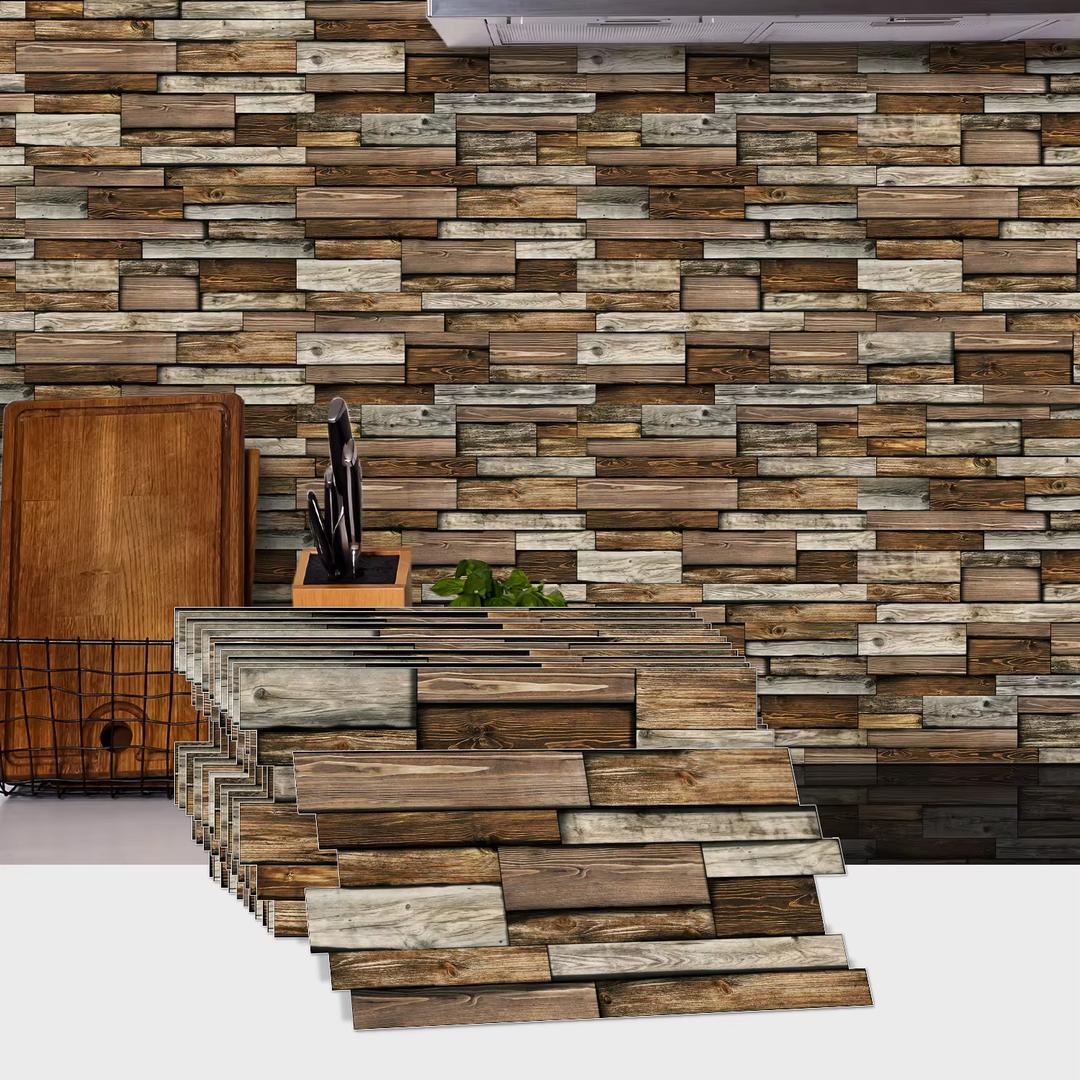 Peel And Stick Tile Sticker Self Adhesive Stick On Tile Backsplash For Kitchen, 12 Pcs