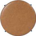 HomePop Modern Round Ottoman, Home Dcor,Upholstered Round Velvet Foot Rest Ottoman - Carmel Faux Leather Small