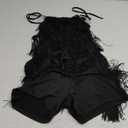 No Brand Women's Sleeveless Tie Backless Fringe Club Halter Romper Sexy Shorts S