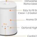 Crane Top Fill Ultrasonic Cool Mist Humidifier for Bedroom and Large Rooms, 1.2 Gallon Essential Oil Diffuser with Nightlight and Auto Shut-Off