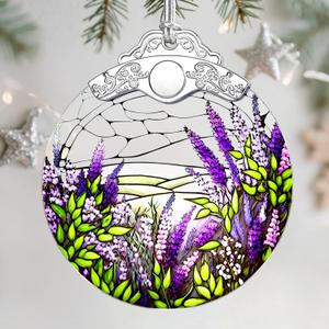 4 x Christmas Ornaments: Stained Glass Ornament, Christmas Tree Ornament, Hanging Ornaments for Home Decor & Xmas Tree Decorations  Exquisite Holiday Decor, Gifts & Holiday Present - Lavender