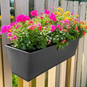 Sliner 3 Pack 24 Inch Railing Planter Box Hanging with Metal Brackets Adjustable Deck Planters for Railings, Balcony Planters Window Flower Pots for Outdoor Indoor(Black)