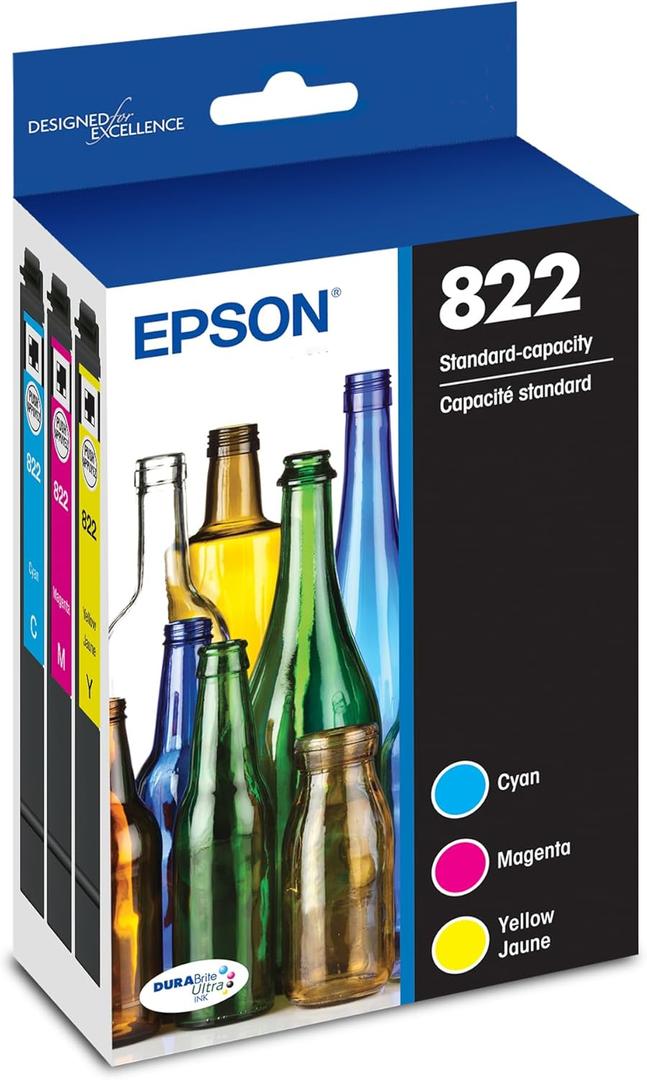 EPSON 822 DURABrite Ultra Ink Standard Capacity Color Cartridge Combo Pack (T822520-S) Works with WorkForce Pro WF-3820, WF-3823, WF-4820, WF-4830, WF-4833, WF-4834