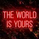 Neon Sign The WORLD IS YOURS 23.6 x 12.2 in 3D Personalized Neon LED Lights Neon Sign Bedroom Bachelorette Party Birthday Favors for Wall Decor Pink Room Decor or Christmas Neon Bar Signs