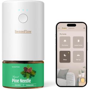 SF101S Smart Wi-Fi Waterless Ultrasonic Essential Oil Diffuser100% Plant-Based,120-Day Natural Air Freshener & Aromatherapy Scent Diffuser Covers 100 for Home,Hotel-Pine Needle