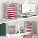 Lavatino 2 Pack 8-Tier Office Desk File Organizer, Letter Tray Paper Organizer with Handle, Including 5 Adjustable Slide Trays for Organizing Desk Workspace Accessories and Supplies (Silver Mesh) (12.7" x 9.2" x 16.5")