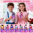 28 Pack Valentines Day Gifts for Kids Classroom Galaxy Slime with Astronaut Valentines Cards Boxes, Valentines Classroom Exchange Gifts School Party Toys for Boys Girls