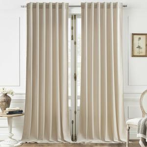 Timeper Cream Beige Velvet Curtains 96 inches 2 Panels, Luxury Curtains for Bedroom Living Room Thermal Insulated Super Soft Window Drapes,Back Tab & Rod Pocket,W52 x L96 inches