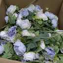  Peonies Artificial Flowers, Mixed Light Blue & White Fake Peonies with Large Bloom, Silk Peony Flowers Faux Peony Bouquet for Wedding Centerpieces, Table, Vase & Home Decor