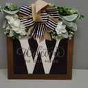 Last Name Year Round Front Door Wreath Front Porch Decoration 26 Letter Welcome Sign with Eucalyptus Garland and Bow Spring Wreaths for Front Door Outside Hanger GarlandW