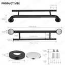 Matte Black Grab Bar 24 Inch w/Towel Holder, iHansee Stainless Steel Towel Rack Shower Support Balanced Support Handle, Wall Mount Safety Handrail Grab Rail for Elderly Senior Handicap Disabled