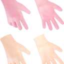 MoyRetty Silicone Moisturizing Gloves 2 Pairs, Flexible & Durable, Ideal for Dry Hands, Home Spa Experience - Pink & Beige