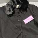 iGirlDress Coat Long Sleeve Button Pocket Long Winter Coat Outerwear (16, Black/Fur)