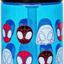 Zak Designs Sage Marvel Spider-Man Water Bottle For School or Travel, 16oz Durable Plastic Water Bottle With Straw, Handle, and Leak-Proof, Pop-Up Spout Cover (Spidey and His Amazing Friends)
