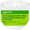 Amazon Basics Basket Coffee Filters for 8-12 Cup Coffee Makers, White, Compostable, 200 Count