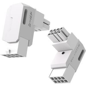 EZDIY-FAB Shield Series 8-Pin PCIe GPU Power Adapter,90-Degree Angled Connector, Aluminum Design for Graphics Cards  Standard Type,White-2 Pack