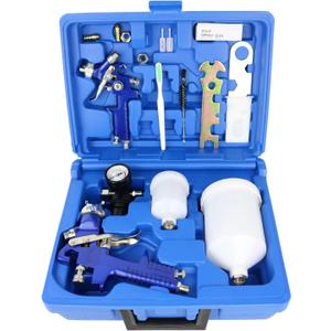 HVLP Air Gravity Spray Gun Set,2-Sprayer Paint Gun,0.8mm 150ml & 1.4mm 600ml Auto Gravity Feed Painting with Locking Air Pressure Regulator Gauge Air Spray Nozzle Gun for Cake Decoration,Model Making