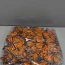 Ysleen 120 Pcs 3D Feather Monarch Butterfly Decor 4 Size Butterfly Wall Decorations Fake Artificial Stickers for Craft Home Wall Wedding Party Supplies (Orange)